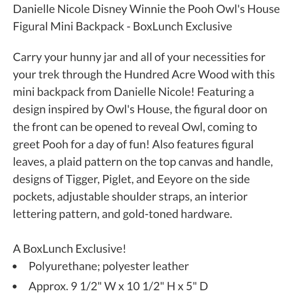 Danielle Nicole Disney Winnie the Pooh Owl's House Figural Mini Backpack  - Picture 7 of 7